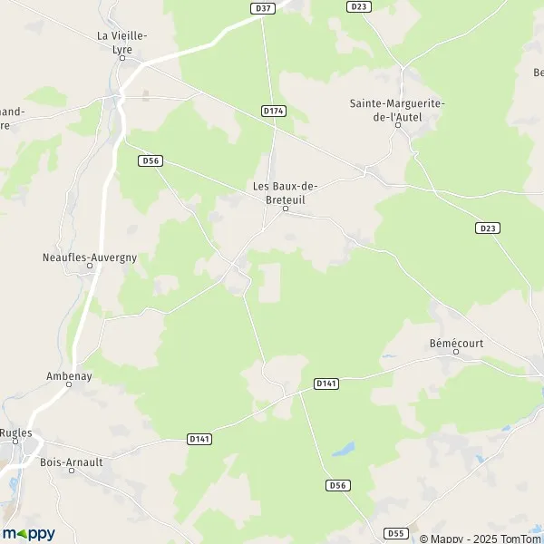 Plan Les BauxdeBreteuil carte de Les BauxdeBreteuil (27160) et